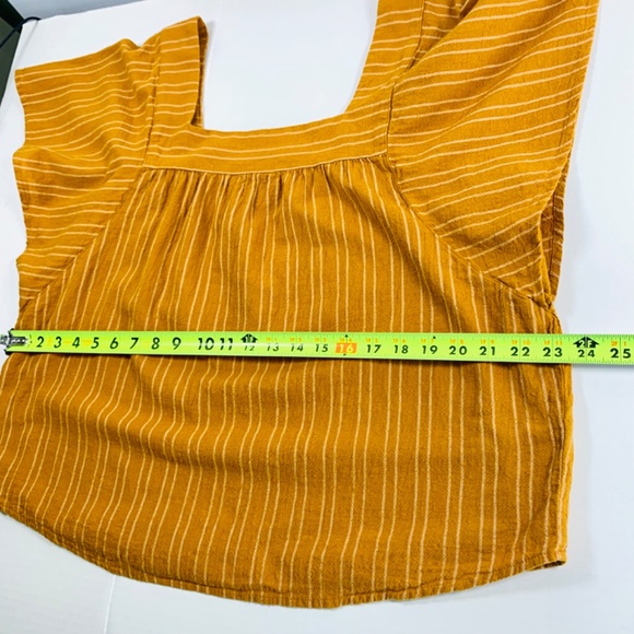 100% Cotton Sonoma boho gold/mustard/yellow striped butterfly sleeve relaxed top - Picture 10 of 11